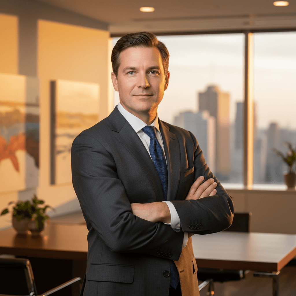 Corporate headshot of business professional in office setting