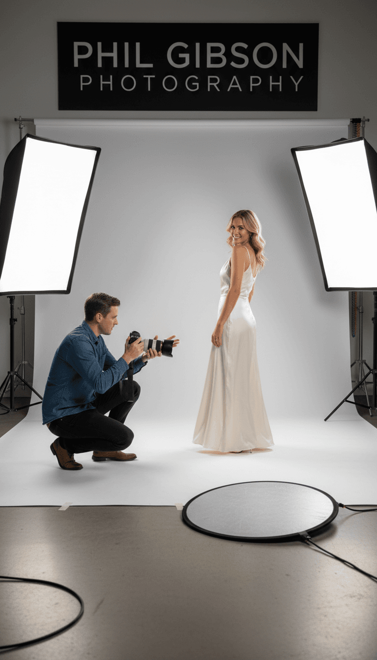 Portrait photography session in studio