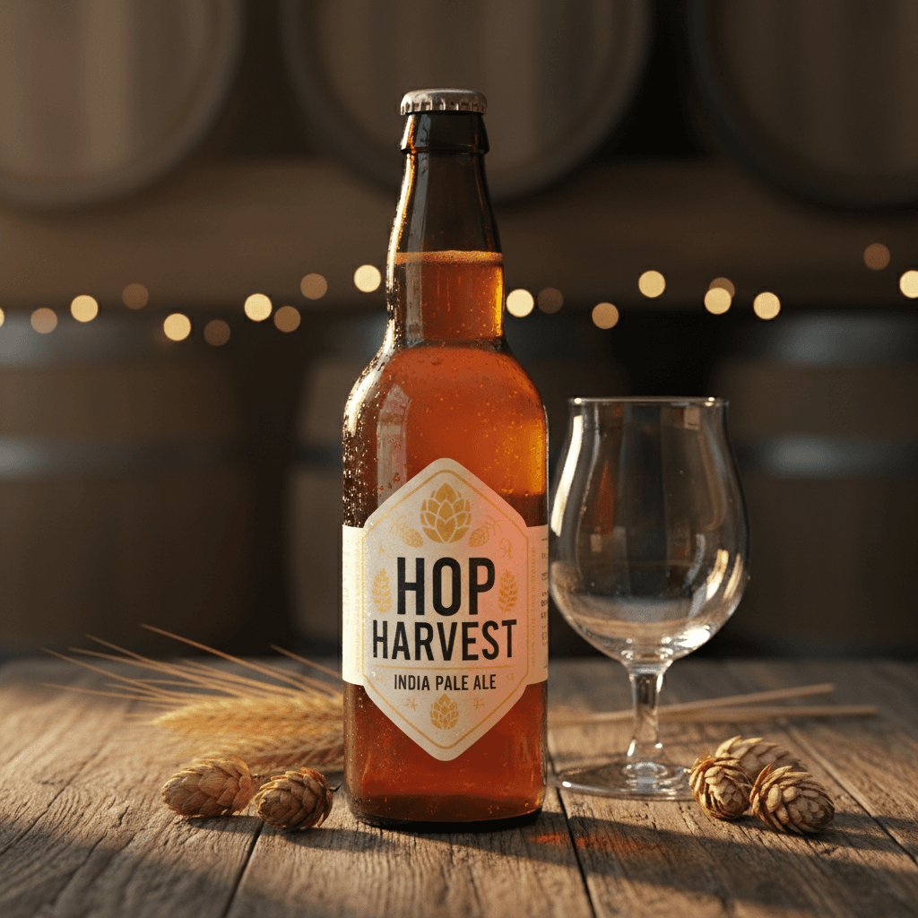 Beverage bottle product shot with warm studio lighting