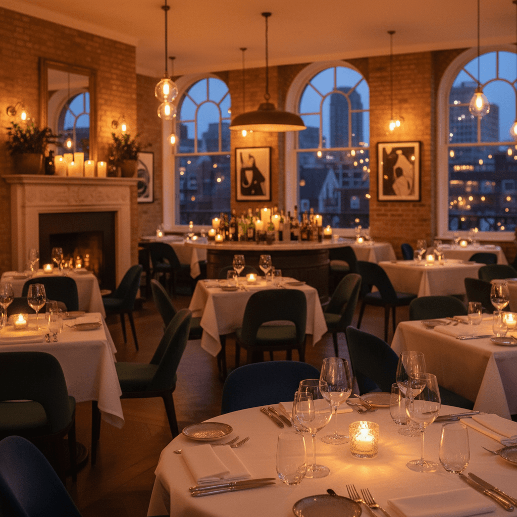 Restaurant dining space with warm ambiance
